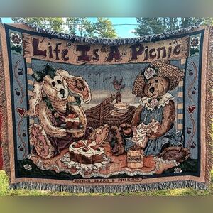 Boyds Bears "Life Is A Picnic" Throw 62"W X 47"L